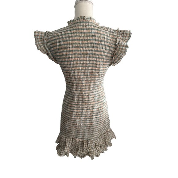 VERONICA BEARD Plaid Smocked Ruffle Trim Dress Size 6 - Picture 2 of 12